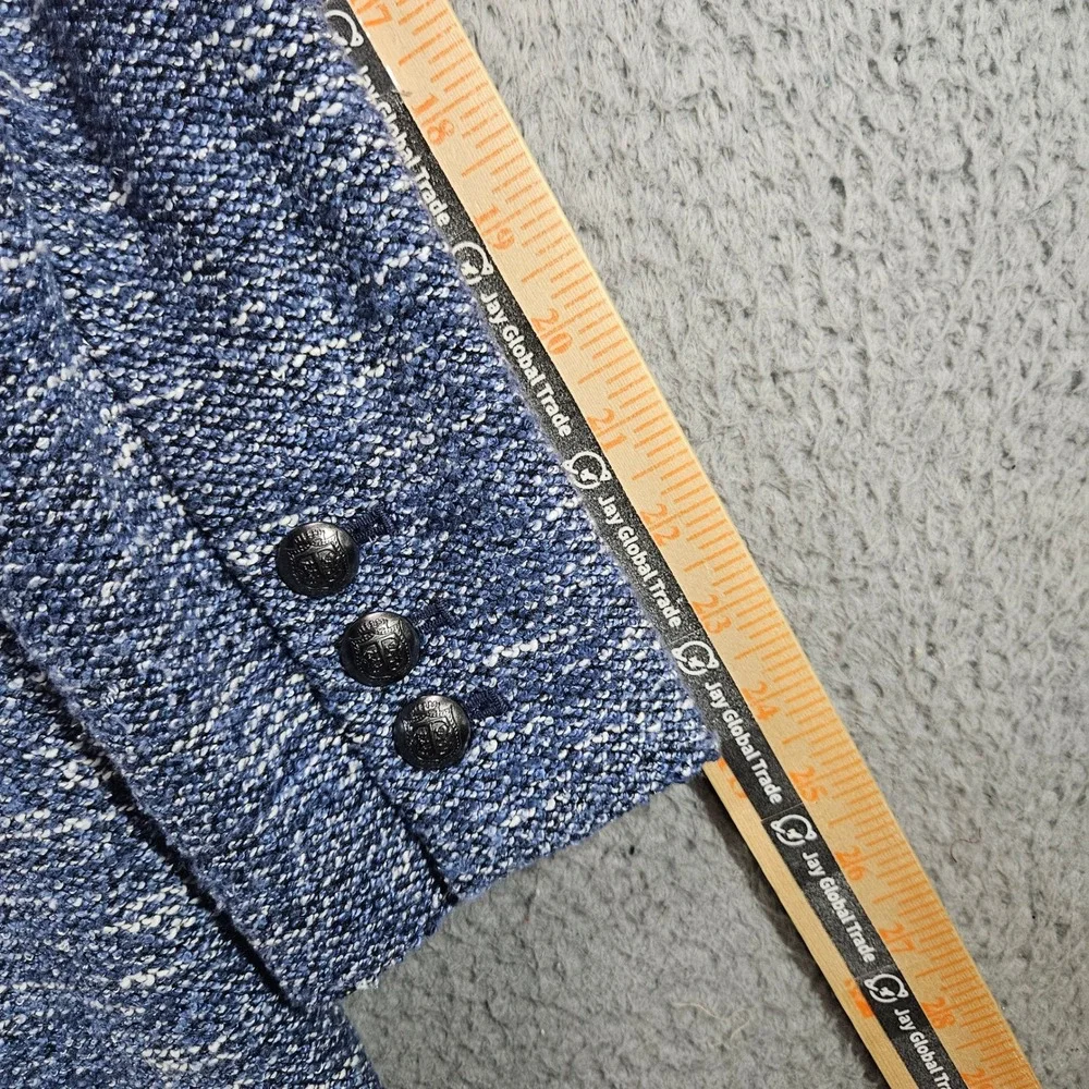 Talbots Womens Blue White Tweed Double Breasted Blazer‎ Jacket Size 6